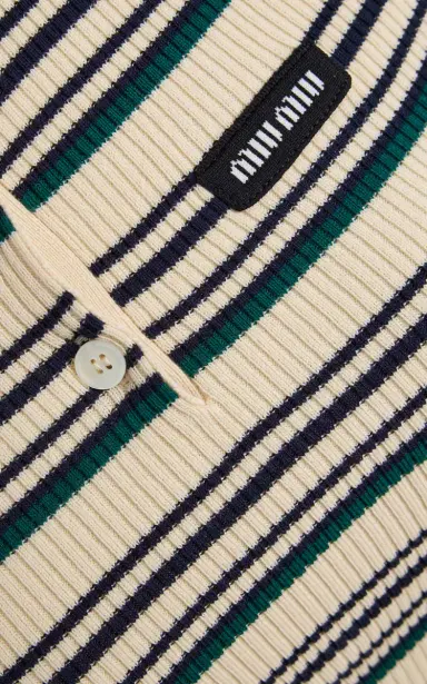 Miu Miu Striped Cotton Henley Top | Thumbnail 5