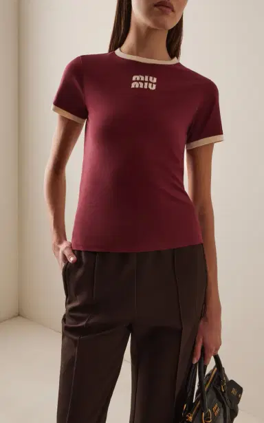 Miu Miu Cotton Jersey T-Shirt | Thumbnail 2 Miu Miu Cotton Jersey T-Shirt | Thumbnail 2