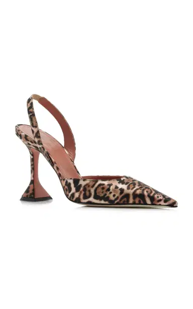 Amina Muaddi Holli Leopard Satin Slingback Pumps | Thumbnail 4 Amina Muaddi Holli Leopard Satin Slingback Pumps | Thumbnail 4