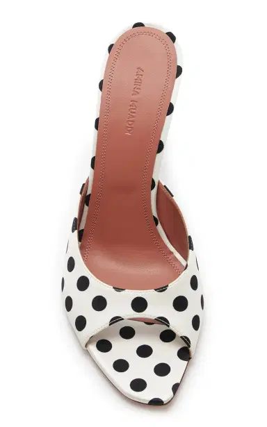 Amina Muaddi Alexa Polka-Dot Satin Mules | Thumbnail 3 Amina Muaddi Alexa Polka-Dot Satin Mules | Thumbnail 3