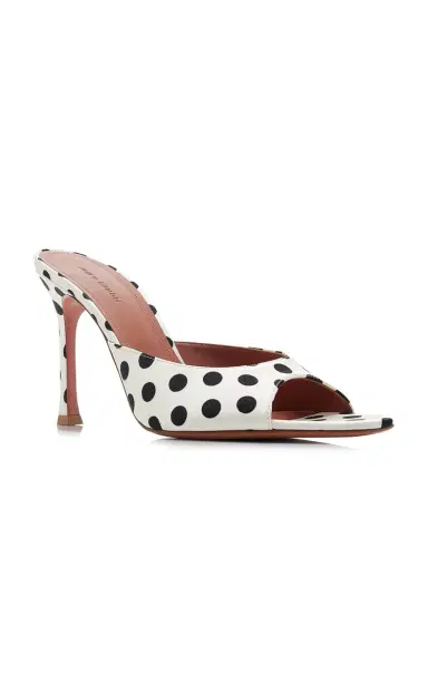 Amina Muaddi Alexa Polka-Dot Satin Mules | Thumbnail 4 Amina Muaddi Alexa Polka-Dot Satin Mules | Thumbnail 4