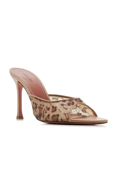 Amina Muaddi Alexa Leopard Lace Mules | Thumbnail 4