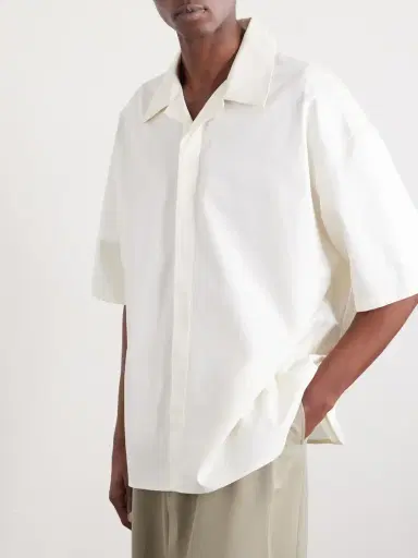 Loewe Camp-Collar Logo-Embroidered Cotton-Twill Shirt - Men | Thumbnail 3
