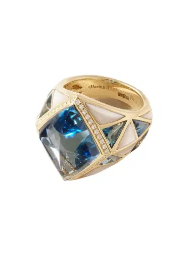 Marina B 18-karat Gold Topaz, Diamond And Mother-of-pearl Ring | Thumbnail 1 Marina B 18-karat Gold Topaz, Diamond And Mother-of-pearl Ring | Thumbnail 1