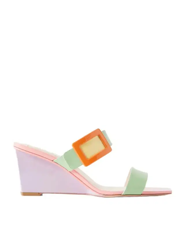 Belle Vivier 60 Buckled Patent-leather Wedge Sandals