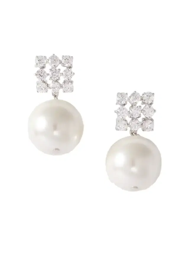 Completedworks Rhodium-plated, Cubic Zirconia And Pearl Earrings