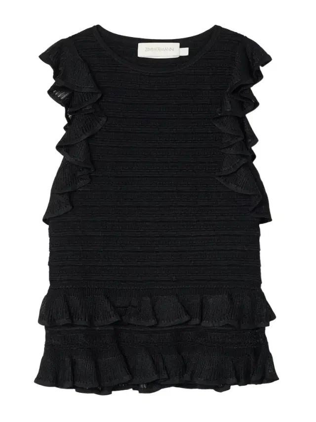 Luna Ruffled Tiered Ribbed-knit Top