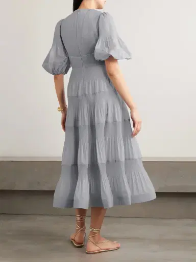 Zimmermann Tiered Plissé Silk-organza Midi Dress | Thumbnail 3
