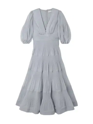 Zimmermann Tiered Plissé Silk-organza Midi Dress | Thumbnail 1