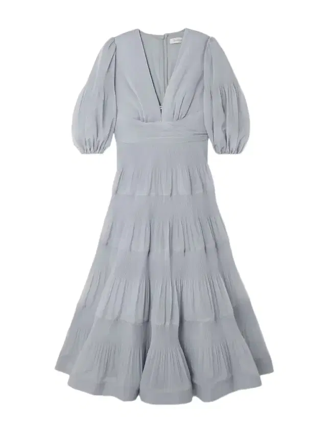 Tiered Plissé Silk-organza Midi Dress