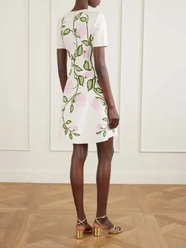 Oscar de la Renta Appliquéd Jacquard-knit Mini Dress | Thumbnail 3