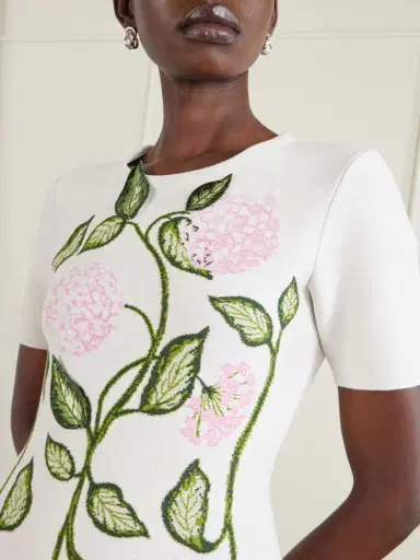Oscar de la Renta Appliquéd Jacquard-knit Mini Dress | Thumbnail 4
