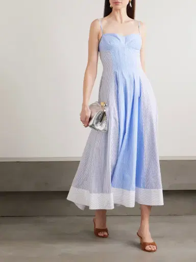 Simkhai Chamberlain Paneled Striped Cotton-poplin Midi Dress | Thumbnail 2