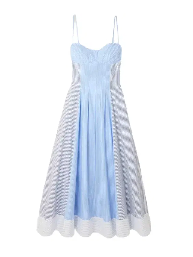 Chamberlain Paneled Striped Cotton-poplin Midi Dress