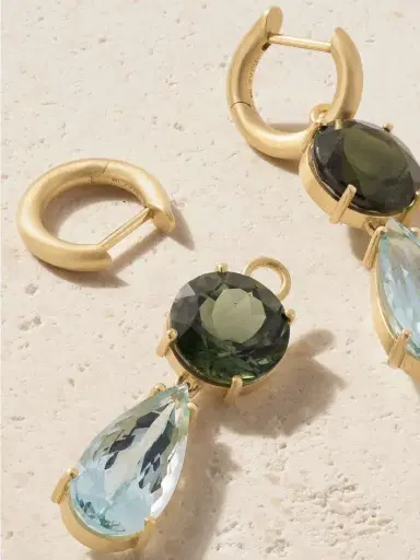 Irene Neuwirth Gemmy Gem 18-karat Gold, Aquamarine And Tourmaline Earrings | Thumbnail 3