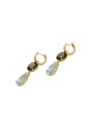 Irene Neuwirth Gemmy Gem 18-karat Gold, Aquamarine And Tourmaline Earrings | Thumbnail 1