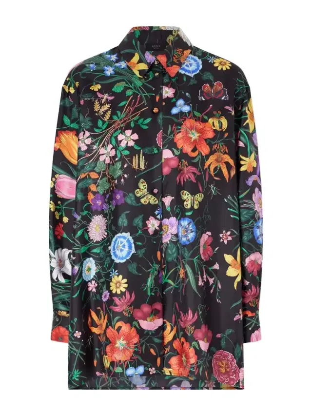 Floral-print Silk-twill Shirt