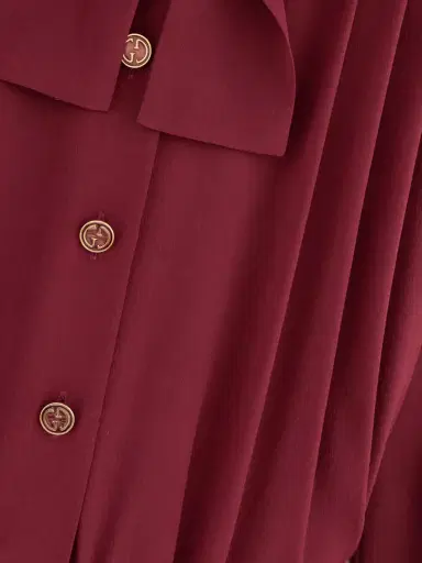 Gucci Pintucked Bow-detailed Silk Crepe De Chine Midi Shirt Dress | Thumbnail 4