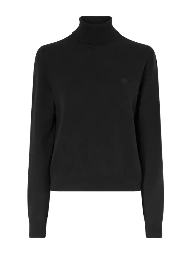 Embroidered Wool Turtleneck Sweater