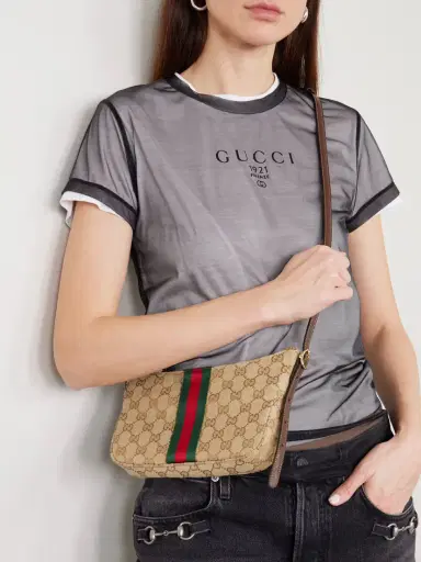 Gucci Lunetta Leather-trimmed Canvas-jacquard Shoulder Bag | Thumbnail 6 Gucci Lunetta Leather-trimmed Canvas-jacquard Shoulder Bag | Thumbnail 6