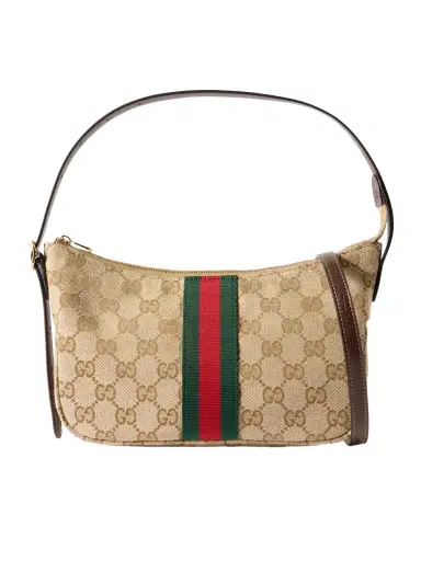 Gucci Lunetta Leather-trimmed Canvas-jacquard Shoulder Bag | Thumbnail 1 Gucci Lunetta Leather-trimmed Canvas-jacquard Shoulder Bag | Thumbnail 1