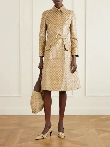 Gucci Vittoria Collapsible-heel Horsebit-embellished Leather-trimmed Canvas-jacquard Pumps | Thumbnail 4
