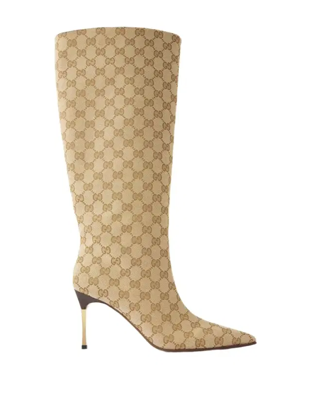 Bombshell Coated-canvas Knee Boots