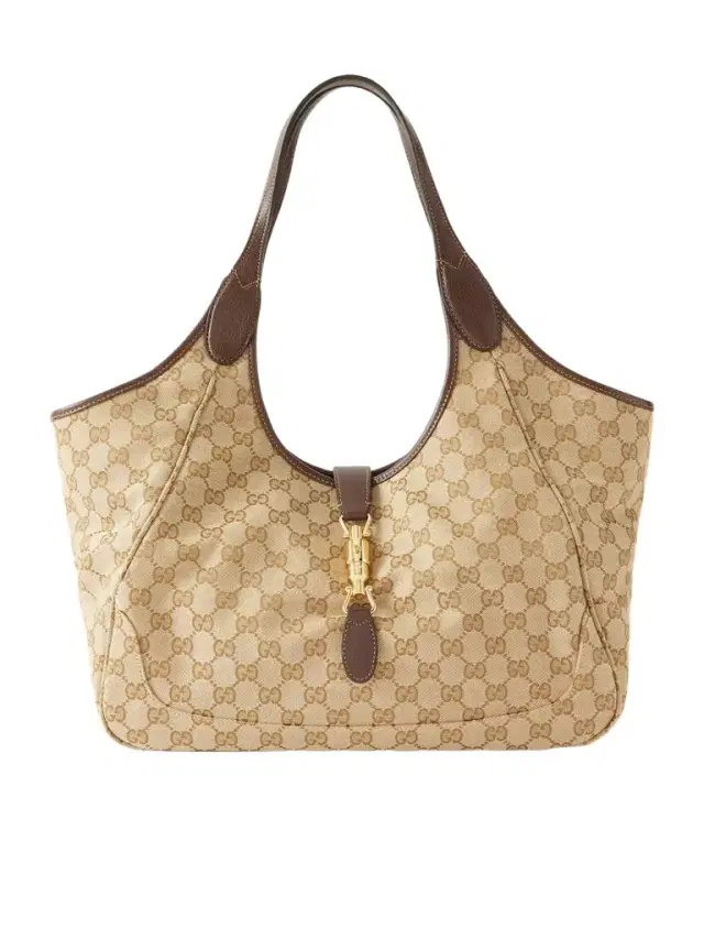 Mercato Medium Leather-trimmed Canvas-jacquard Shoulder Bag