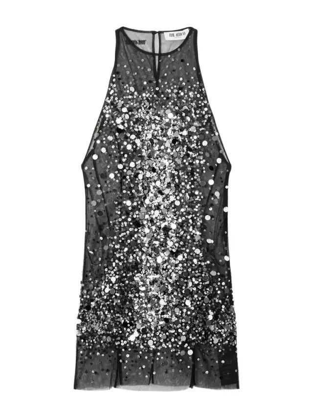 Sequined Mesh Mini Dress