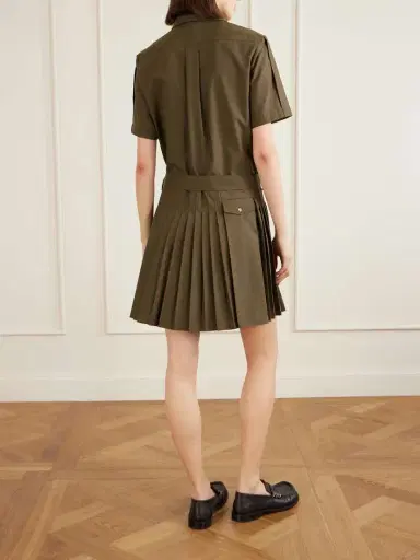 Loewe Belted Pleated Cotton-blend Mini Shirt Dress | Thumbnail 3