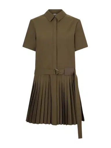 Loewe Belted Pleated Cotton-blend Mini Shirt Dress | Thumbnail 1