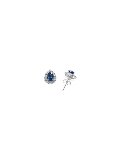 Wish Fine Jewelry 1.04ct Diamond Blue Sapphire 18K Gold Sunburst Pear Stud Earrings | Thumbnail 2 Wish Fine Jewelry 1.04ct Diamond Blue Sapphire 18K Gold Sunburst Pear Stud Earrings | Thumbnail 2
