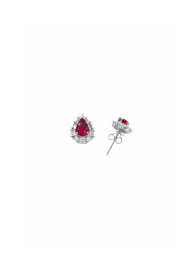 Wish Fine Jewelry 1.04ct Diamond Ruby 18K Gold Sunburst Pear Stud Earrings | Thumbnail 2 Wish Fine Jewelry 1.04ct Diamond Ruby 18K Gold Sunburst Pear Stud Earrings | Thumbnail 2