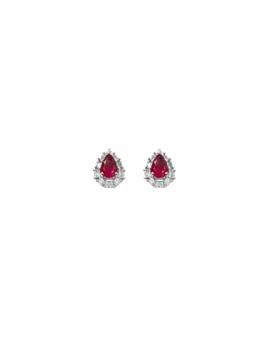 Wish Fine Jewelry 1.04ct Diamond Ruby 18K Gold Sunburst Pear Stud Earrings | Thumbnail 1 Wish Fine Jewelry 1.04ct Diamond Ruby 18K Gold Sunburst Pear Stud Earrings | Thumbnail 1