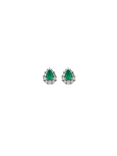Wish Fine Jewelry 1.14ct Diamond Emerald 18K Gold Sunburst Pear Stud Earrings | Thumbnail 1 Wish Fine Jewelry 1.14ct Diamond Emerald 18K Gold Sunburst Pear Stud Earrings | Thumbnail 1
