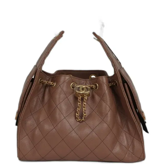 Chanel Chanel Small 25 Hobo Bag Brown Caviar Antique Gold Hardware