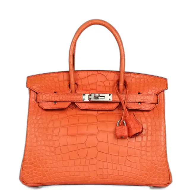 hermes Pre-owned Hermes Birkin 30 Orange Poppy Matte Alligator Palladium Hardware