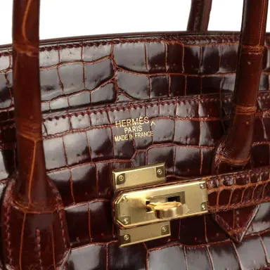 HERMÈS Pre-owned Hermes Birkin 35 Miel Shiny Porosus Crocodile Gold Hardware | Thumbnail 7 HERMÈS Pre-owned Hermes Birkin 35 Miel Shiny Porosus Crocodile Gold Hardware | Thumbnail 7