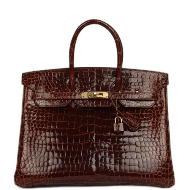hermes Pre-owned Hermes Birkin 35 Miel Shiny Porosus Crocodile Gold Hardware