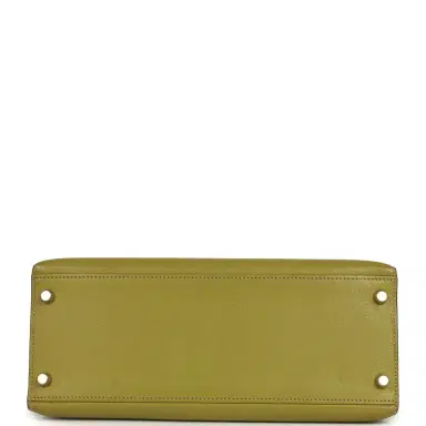 HERMÈS Vintage Hermes Kelly Sellier 28 Vert Chartreuse Chevre Mysore Palladium Hardware | Thumbnail 6 HERMÈS Vintage Hermes Kelly Sellier 28 Vert Chartreuse Chevre Mysore Palladium Hardware | Thumbnail 6
