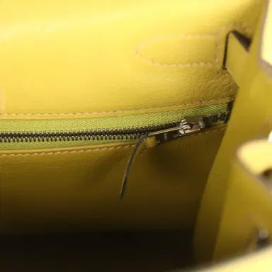 HERMÈS Vintage Hermes Kelly Sellier 28 Vert Chartreuse Chevre Mysore Palladium Hardware | Thumbnail 9 HERMÈS Vintage Hermes Kelly Sellier 28 Vert Chartreuse Chevre Mysore Palladium Hardware | Thumbnail 9