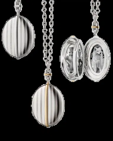 MONICA RICH KOSANN Two-Tone Four Image Pinstripe Locket | Thumbnail 2