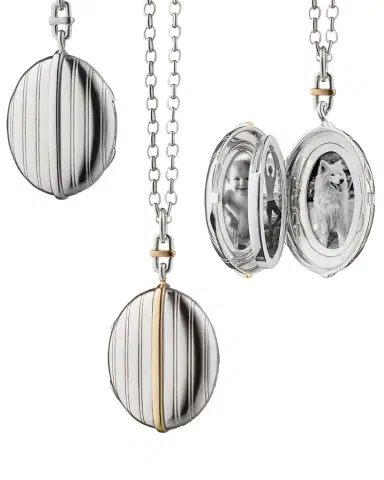 MONICA RICH KOSANN Two-Tone Four Image Pinstripe Locket | Thumbnail 1