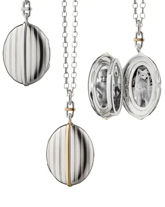 Two-Tone Four Image Pinstripe Locket