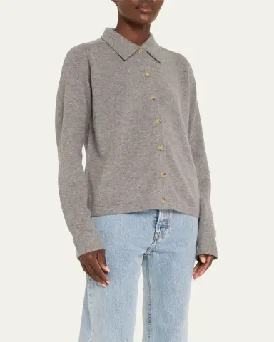 Toteme Cashmere Knit Button-Front Cardigan | Thumbnail 8