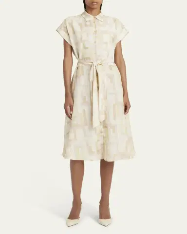 Kiton Abstract Watercolor Belted Dress | Thumbnail 2