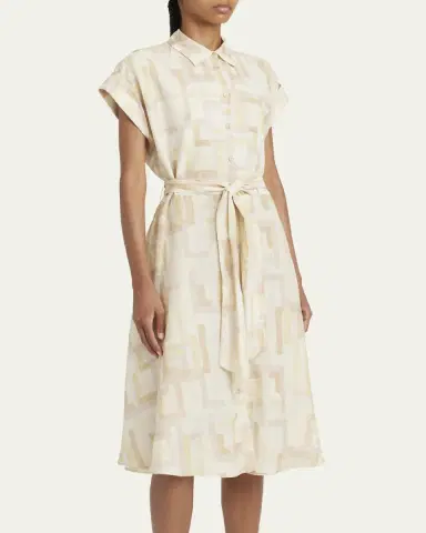 Kiton Abstract Watercolor Belted Dress | Thumbnail 4