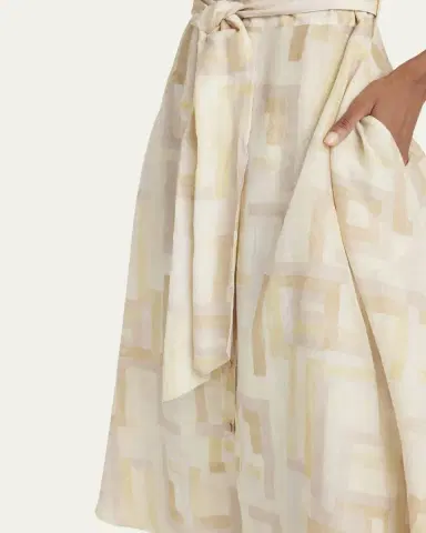 Kiton Abstract Watercolor Belted Dress | Thumbnail 5