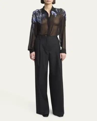 Dries Van Noten Porter Straight Leg Wool Pants | Thumbnail 2