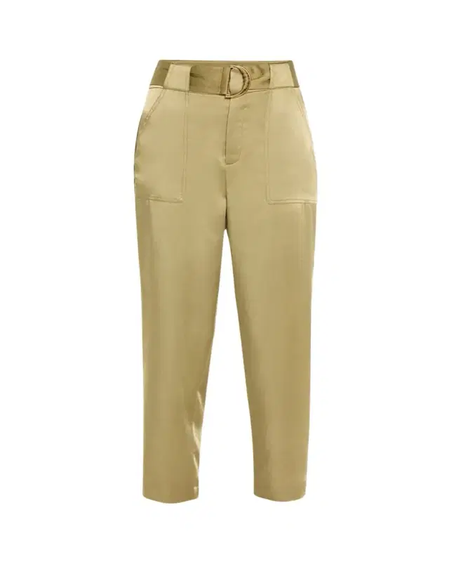 Hayden Belted Cropped Satin Pants